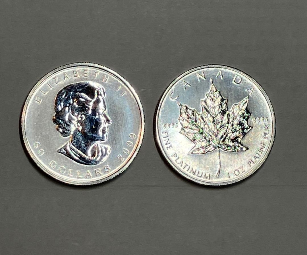 1oz Platinum Canadian Maple coins.  Uncirculated/excellent condition.  Precious metal