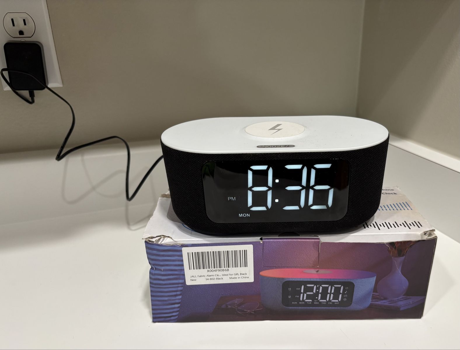 Digital Alarm Clock with Wireless Charging, Bluetooth Speaker & Night Light