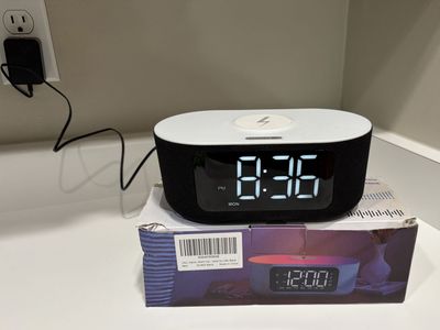 Digital Alarm Clock with Wireless Charging, Bluetooth Speaker & Night Light