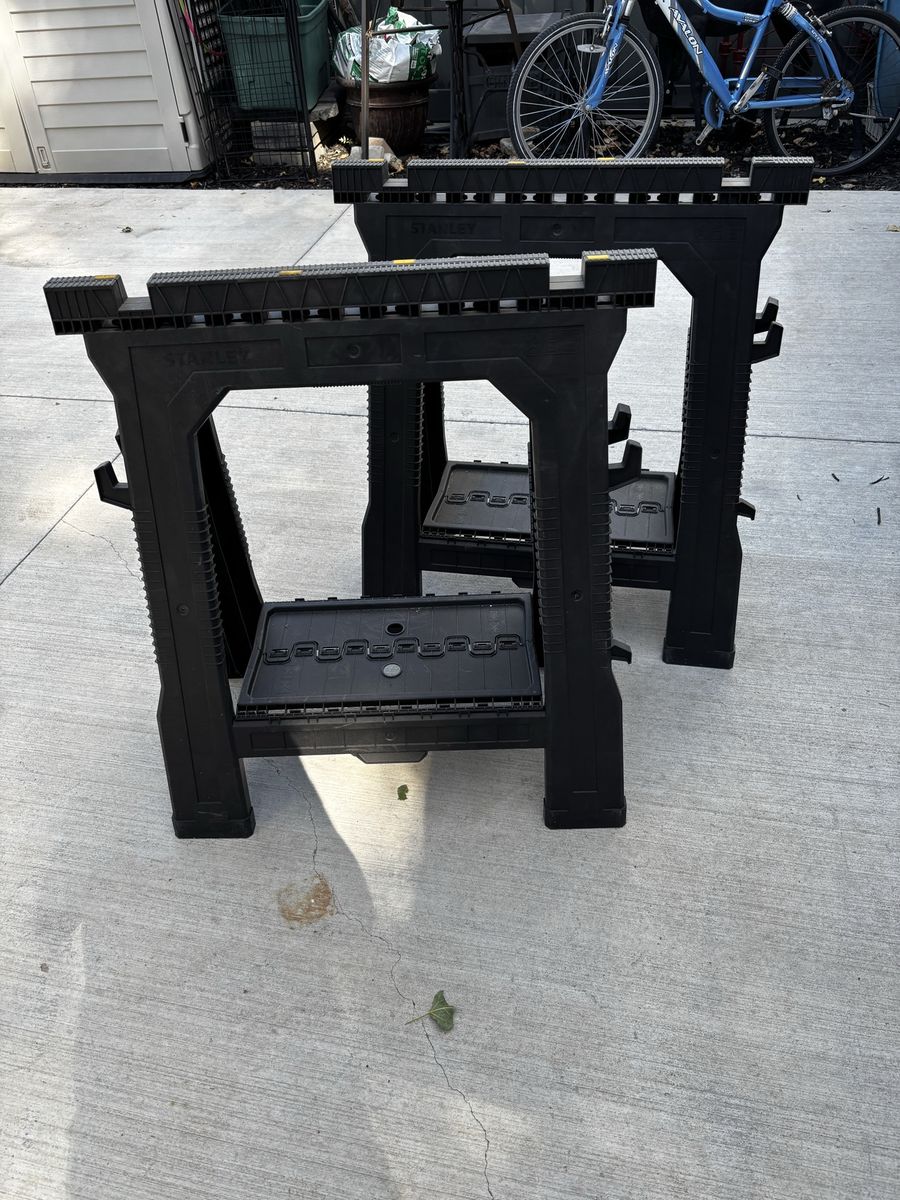 Stanley Plastic Folding Sawhorses - Pair