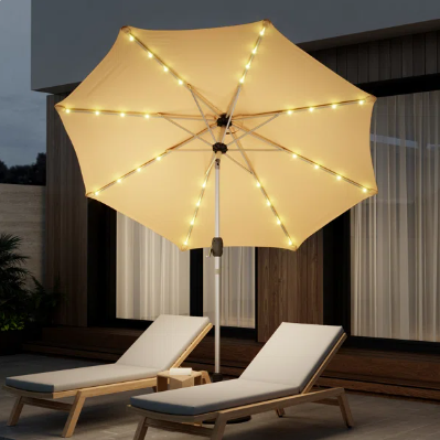 9' Aluminum Patio Umbrella with 40 LED Lights - New in Box