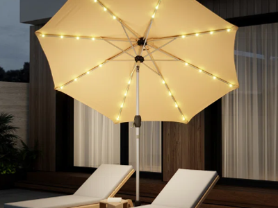9' Aluminum Patio Umbrella with 40 LED Lights - New in Box