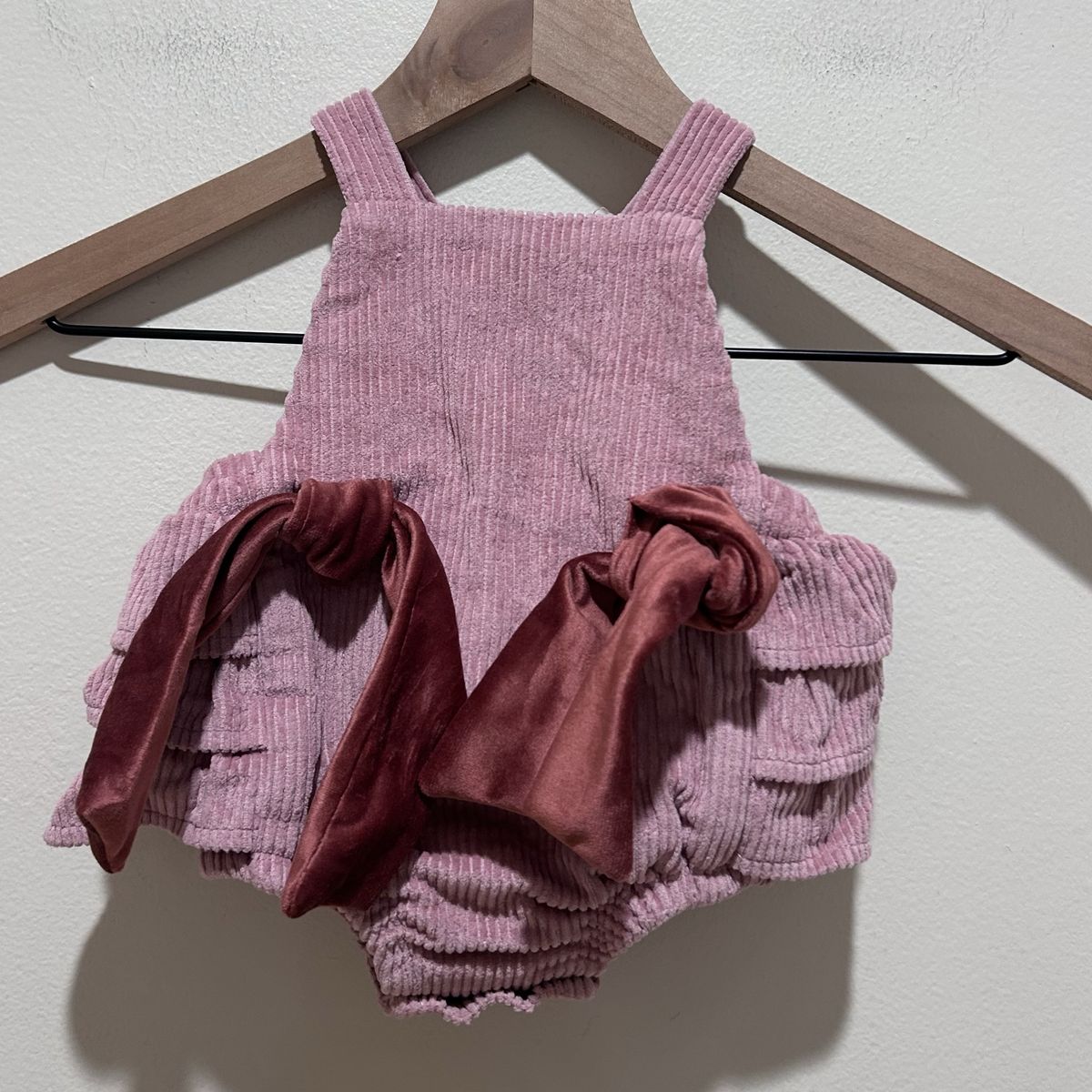 Mud Pie Pink Corduroy Ruffle Bum Bubble Romper