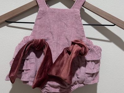 Mud Pie Pink Corduroy Ruffle Bum Bubble Romper