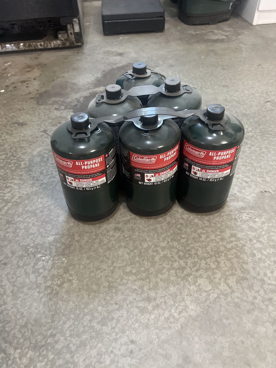 6 Coleman All-Purpose Propane Fuel Cylinders - 16 oz (1 lb)