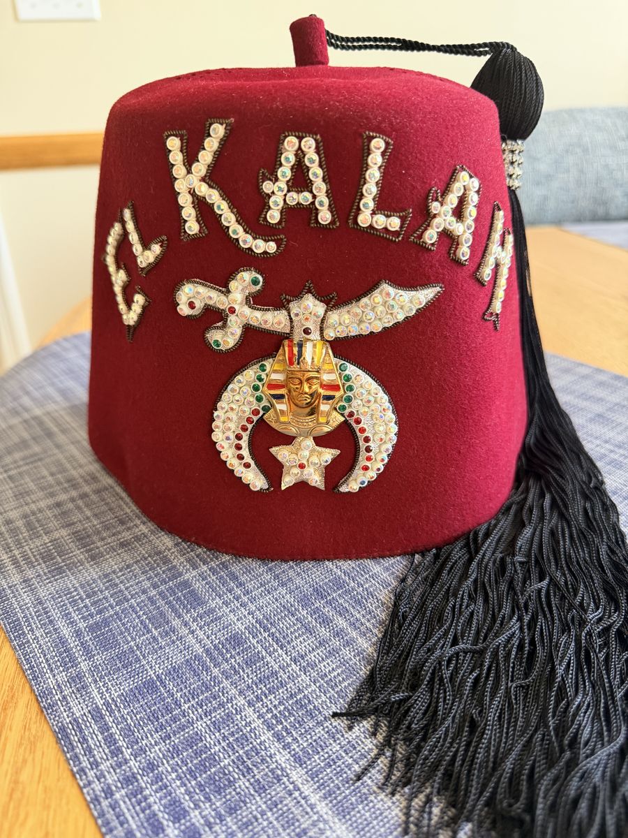 Vintage Iconic Shriner EL KALAH  Burgundy Wool Fez Hat
