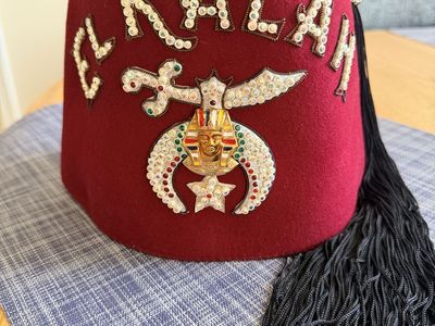 Vintage Iconic Shriner EL KALAH Burgundy Wool Fez Hat