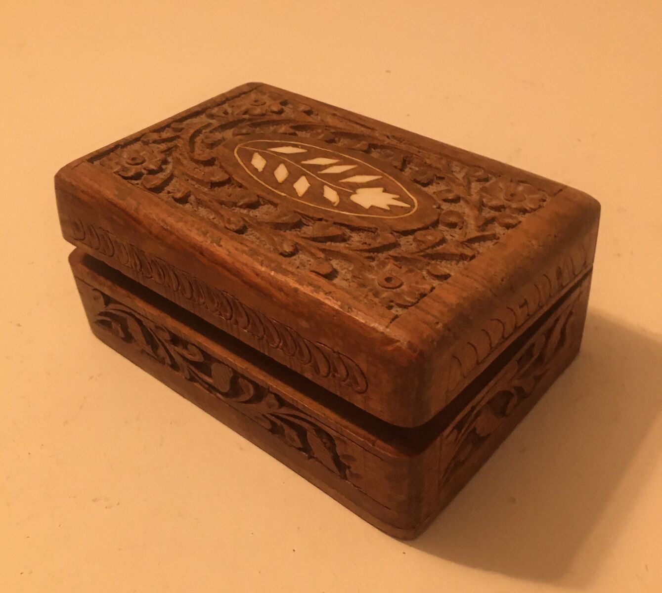 Small carved wooden box - $6