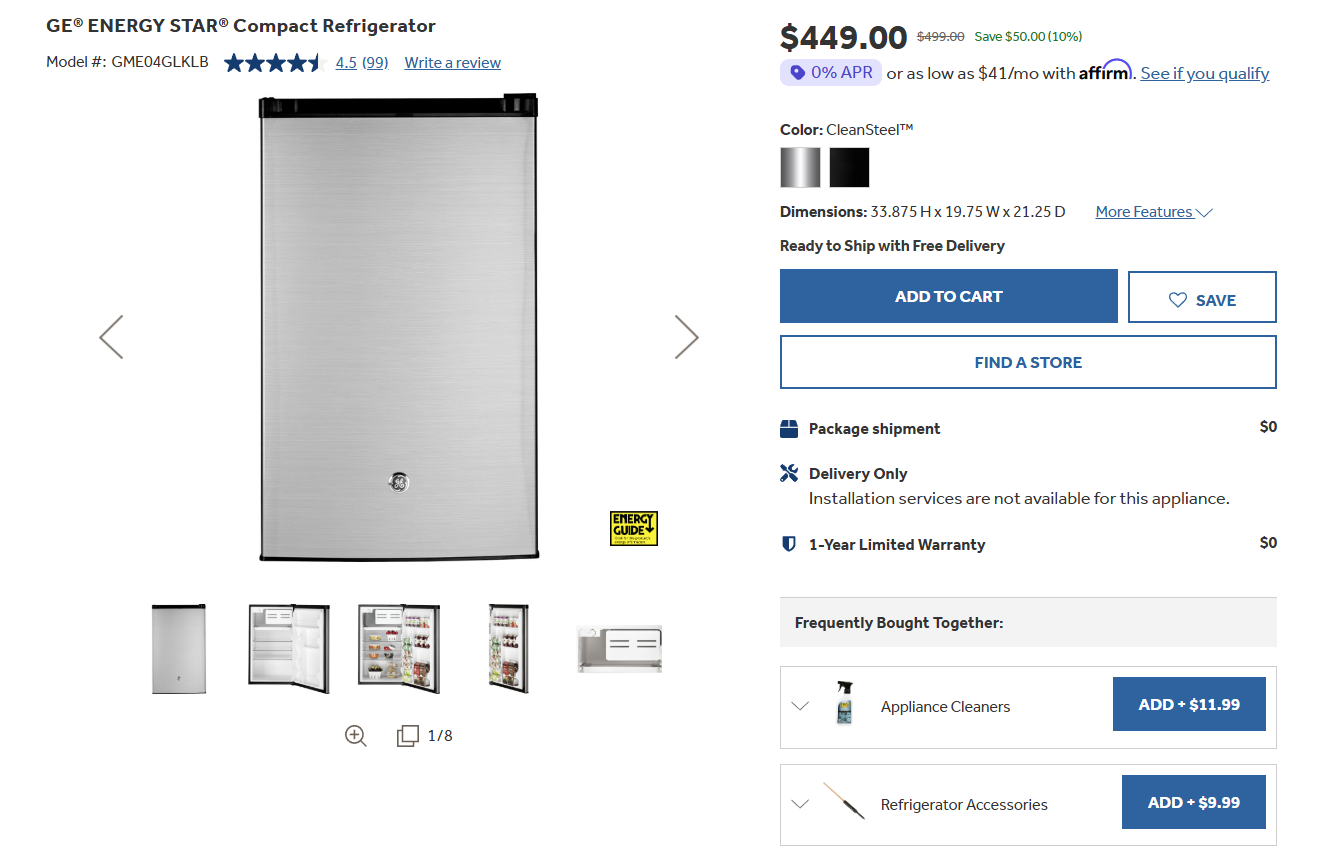 GE ENERGY STAR Compact Refrigerator