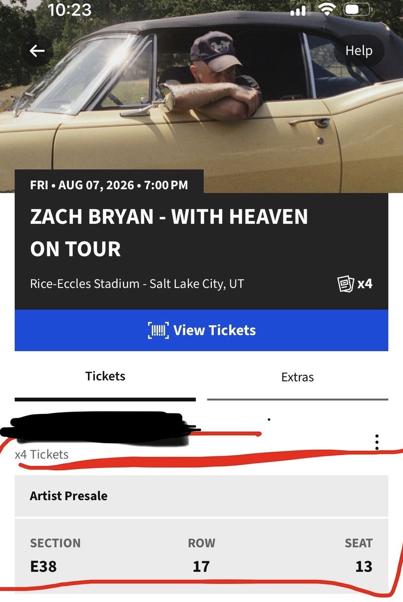 Zach Bryan With Heaven On Tour Ticket - Rice-Eccles Stadium Aug 7 2026