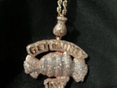 Get Money 1st Rhinestone Pendant Necklace with Rope Chain