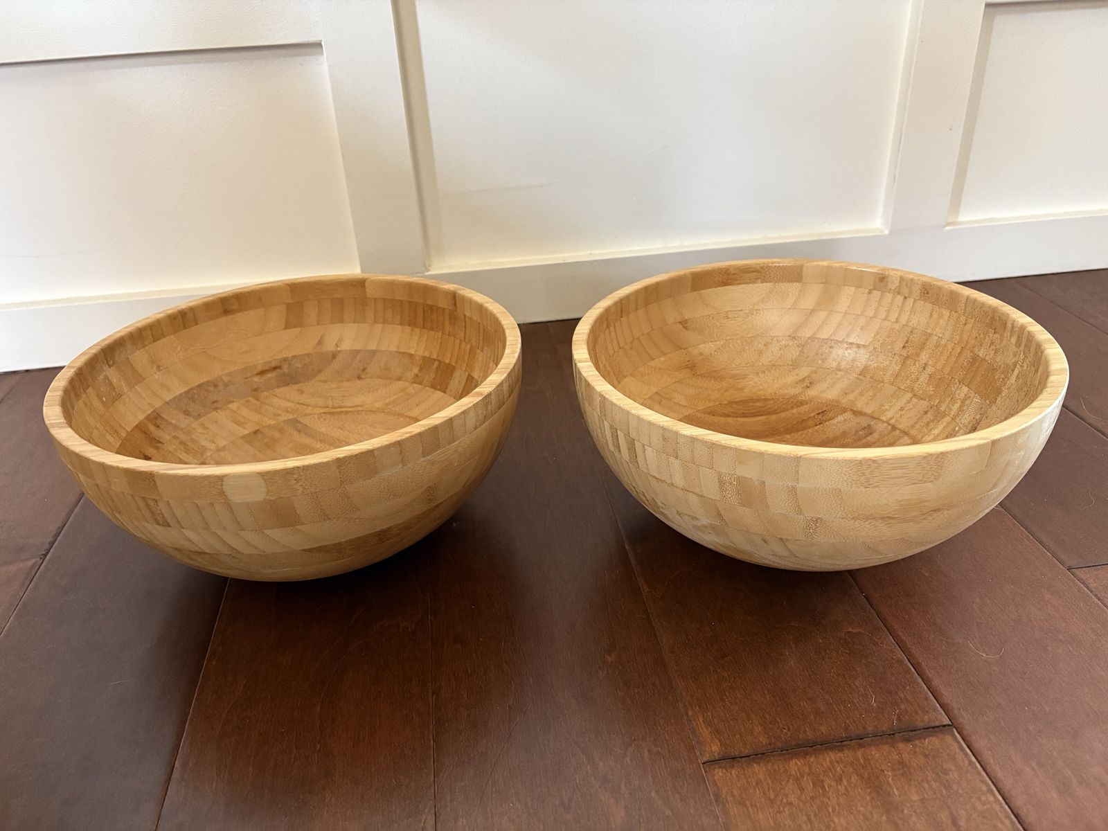 2 Ikea Blanda Matt Bamboo Serving Bowls