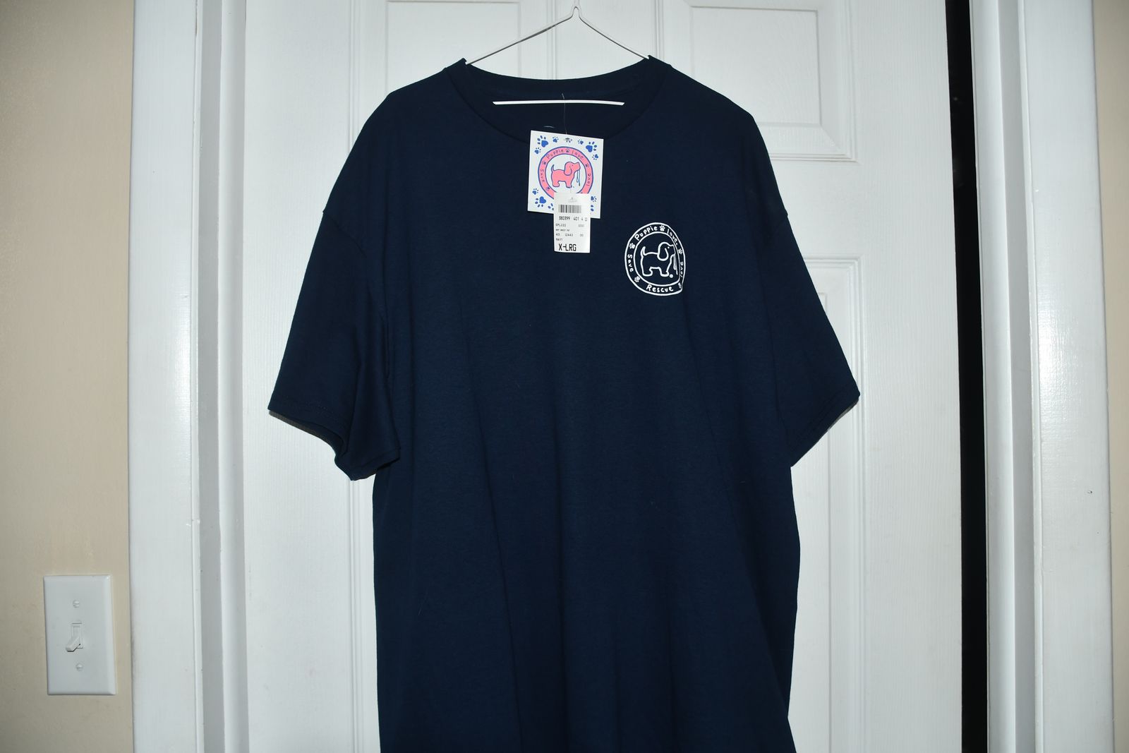 NWT "PUPPIE LOVE" T SHIRT ~ SIZE XL ~ DARK BLUE ~ 100% COTTON