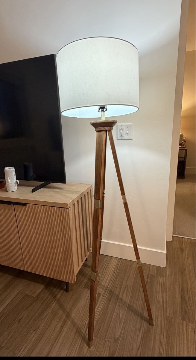 Threshold Oak Wood Tripod Floor Lamp – 60” Tall 