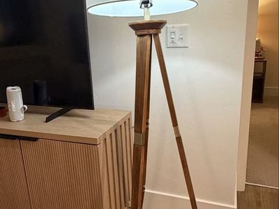 Threshold Oak Wood Tripod Floor Lamp – 60” Tall