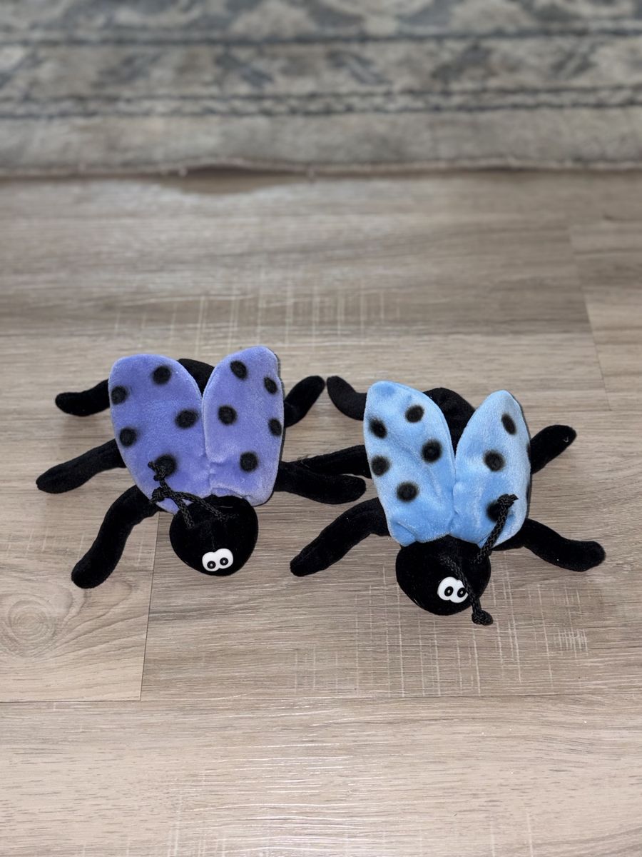 Ty Beanie Babies Bugs the Ladybug (Purple & Blue) Plush Set - Vintage 1999 Collection