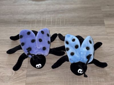 Ty Beanie Babies Bugs the Ladybug (Purple & Blue) Plush Set - Vintage 1999 Collection