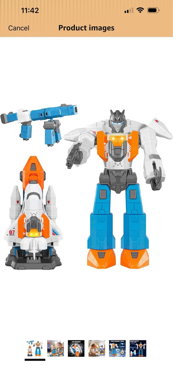 3-in-1 Transforming Robot Toy Action Figure - Space Shuttle, Mag Warrior, & Firearms