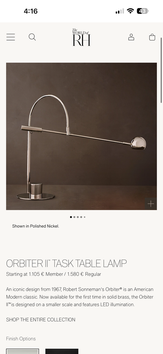Restoration Hardware - set of two - ORBITER II™ TASK TABLE LAMP