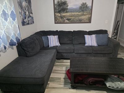 Dark Charcoal Gray Sectional Sofa with Chaise Lounge