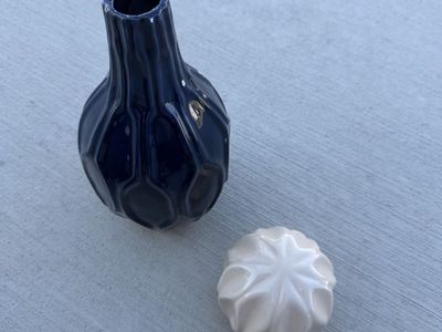Vase Set - Blue & Cream