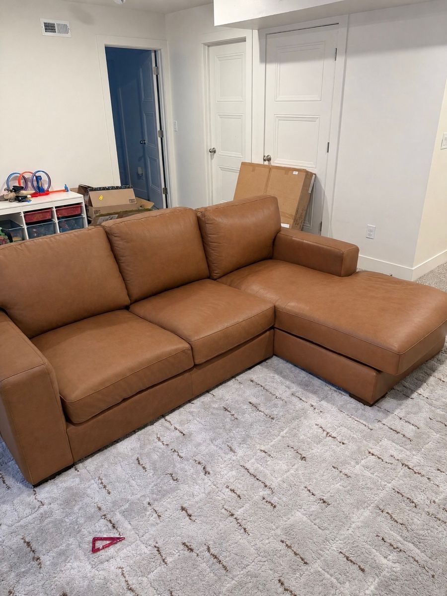 West elm leather sectional