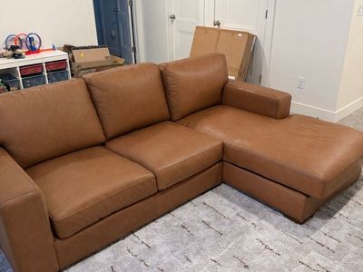 West elm leather sectional
