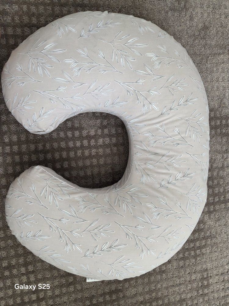Boppy Original Nursing Pillow - Barely There/Gray Leaves, Gently Used