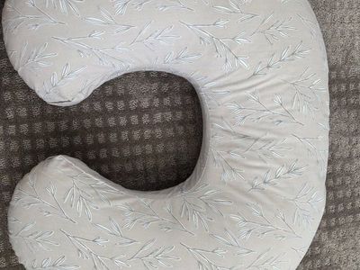 Boppy Original Nursing Pillow - Barely There/Gray Leaves, Gently Used