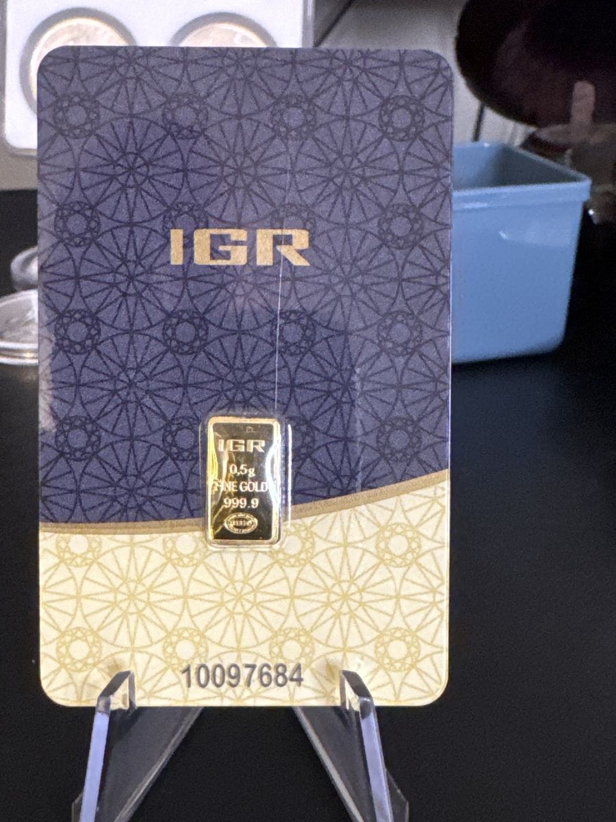 1/2 gram 999.9 IGR Gold Bar