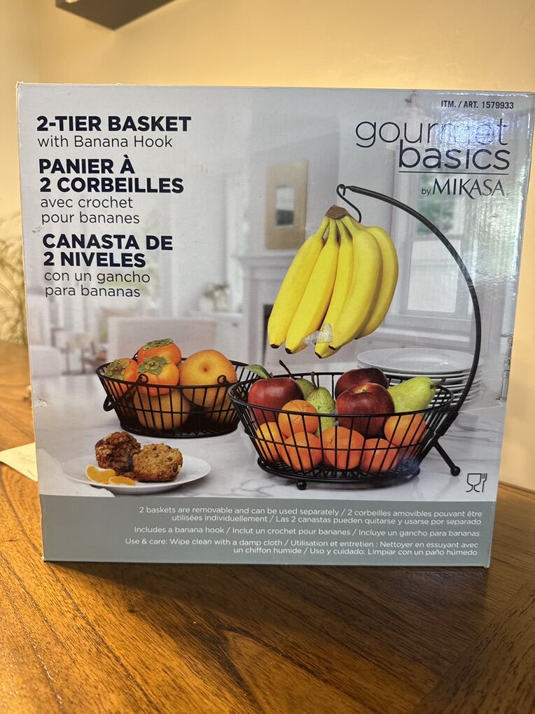 Gourmet Basics 2-tier Basket with Banana Hook