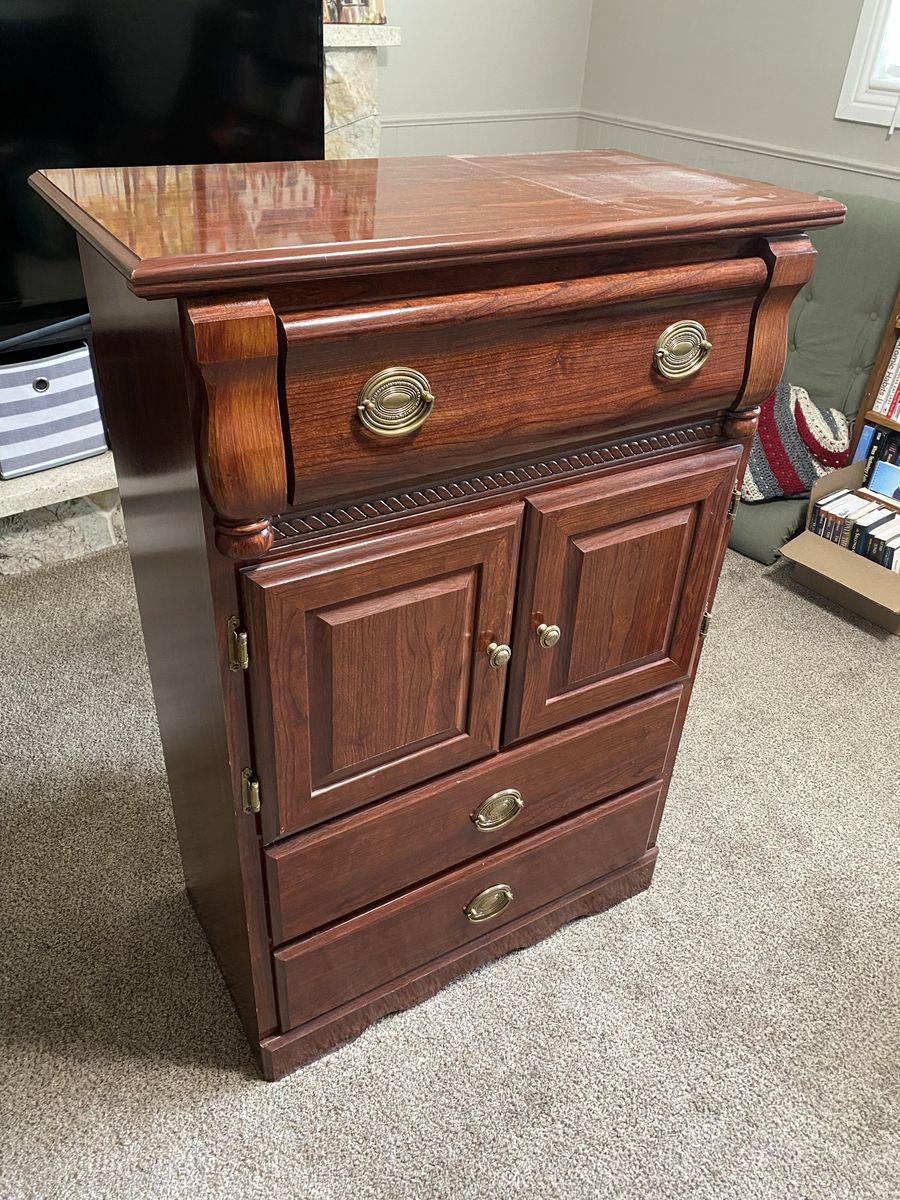 Faux Cherry Wood Dresser & Nightstand Set - Storage Cabinet & Drawers