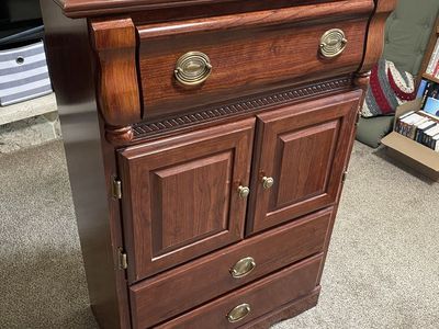 Faux Cherry Wood Dresser & Nightstand Set - Storage Cabinet & Drawers