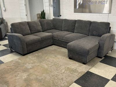 LIKE NEW!! COSTCO CODDLE ARIA SLEEPER SECTIONAL W/ REVERSIBLE CHAISE & STORAGE!!