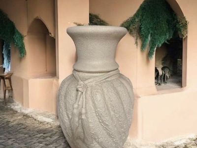 vintage Art Nouveau Vase 28 Tall Cream