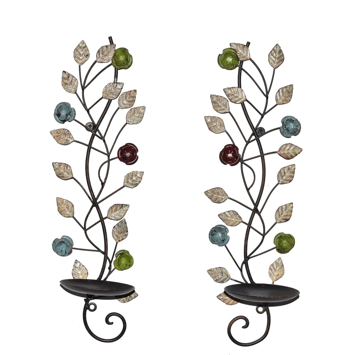 2 Antique Leaf Wall Sconces