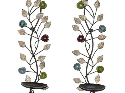 2 Antique Leaf Wall Sconces