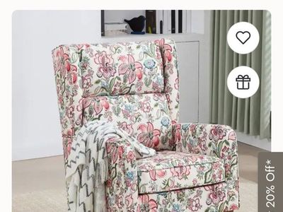 HOMYKA 27.56" Floral Nursery Rocking Chair with Solid Wood Legs