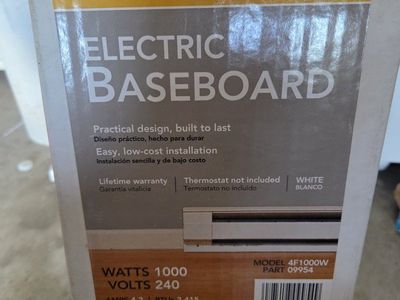 Cadet 4F1000W 48" Electric Baseboard Heater - 1000 Watts, 240 Volts, White and thermastat