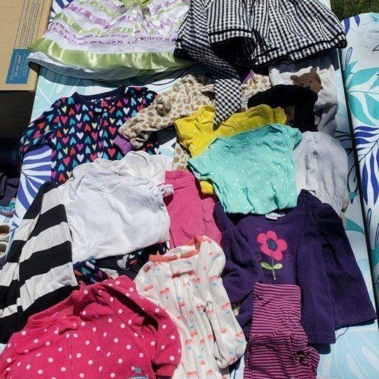 Baby Girl Clothing Bundle - Assorted Bodysuits, Dress, and Pants