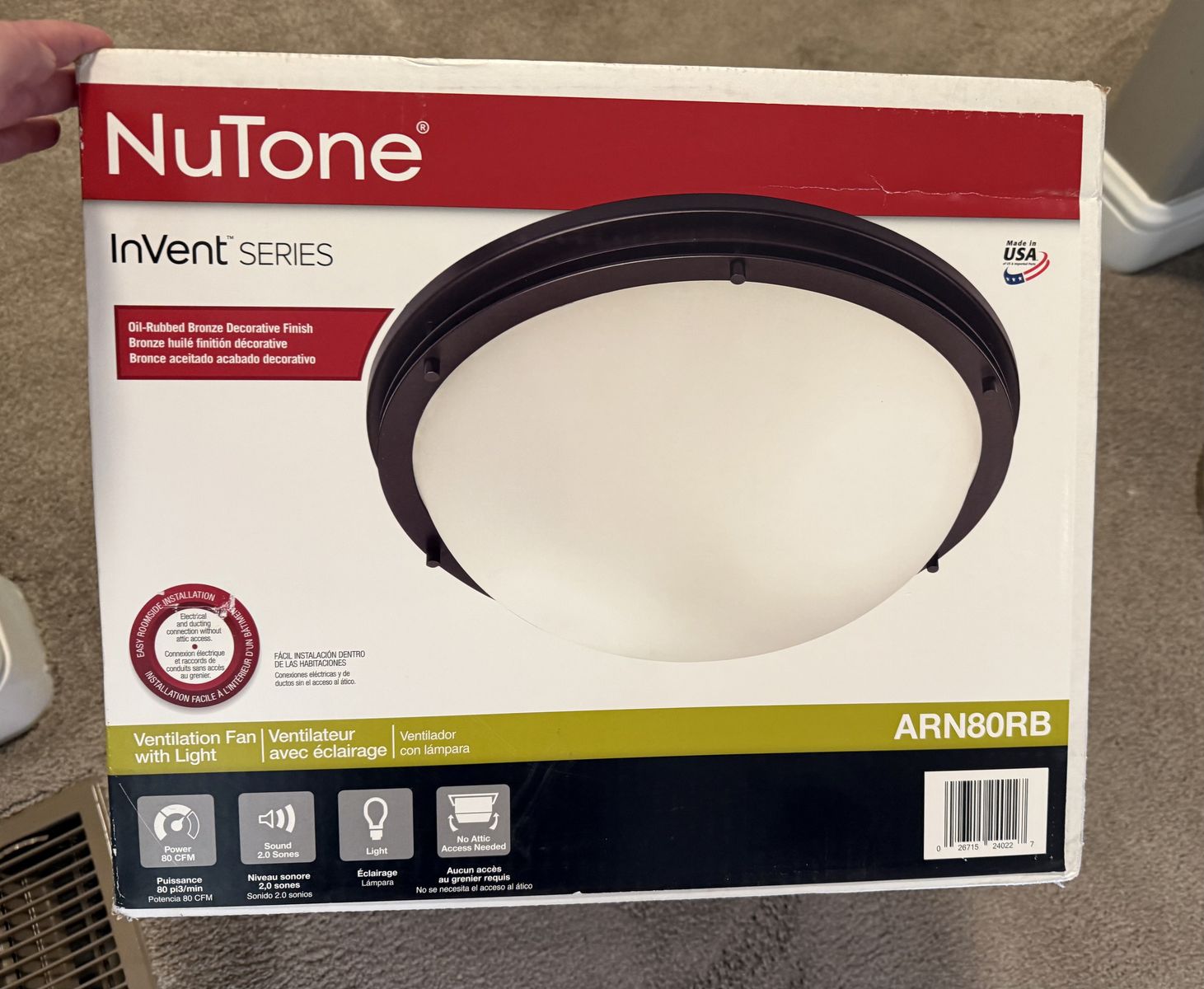 NuTone InVent series Ventilation Fan with Light - STILL IN BOX