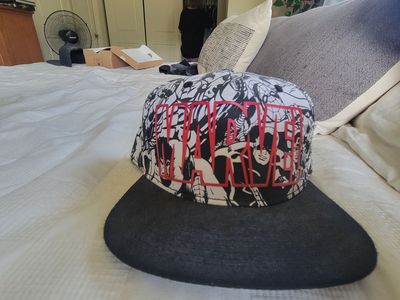 Marvel Comics Flat Brim Snapback Hat Black & White Comic Print Adjustable