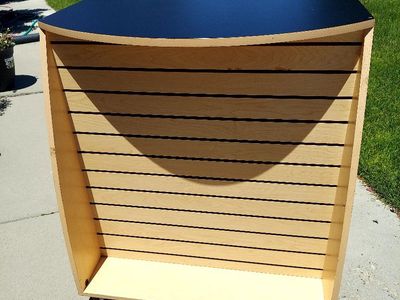 Wooden Display Shelf with Slatwall Backing & 2 Shelves