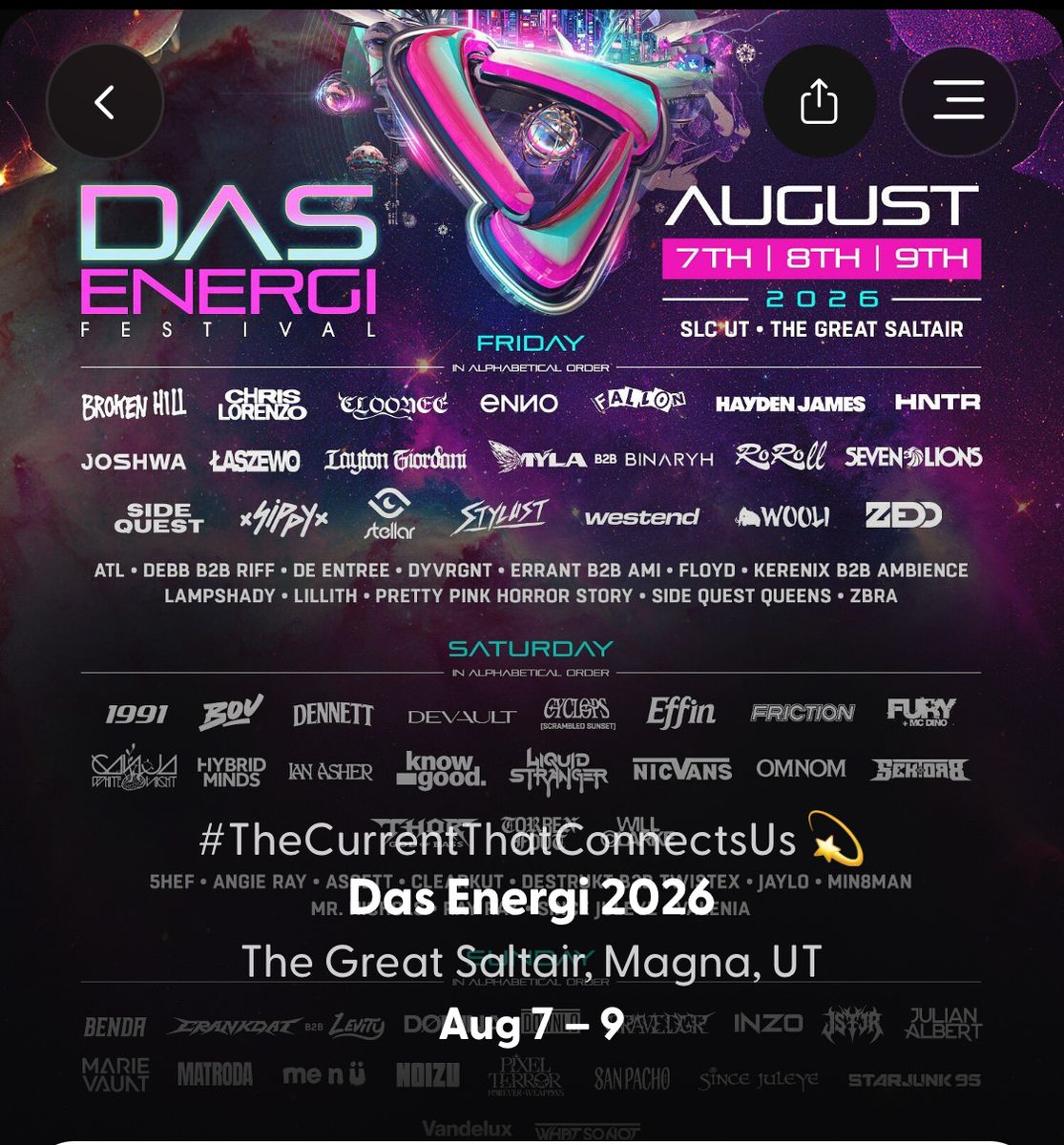 Das Energi 2026 Festival Saturday General Admission - Ticket for The Great Saltair, Magna, UT