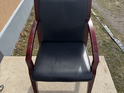 Lore Bonded Leather/Wood Guest Chair Black Cherry