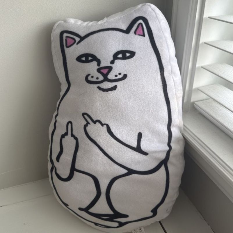 Rip N Dip Lord Nermal Cat Middle Finger Pillow Plush