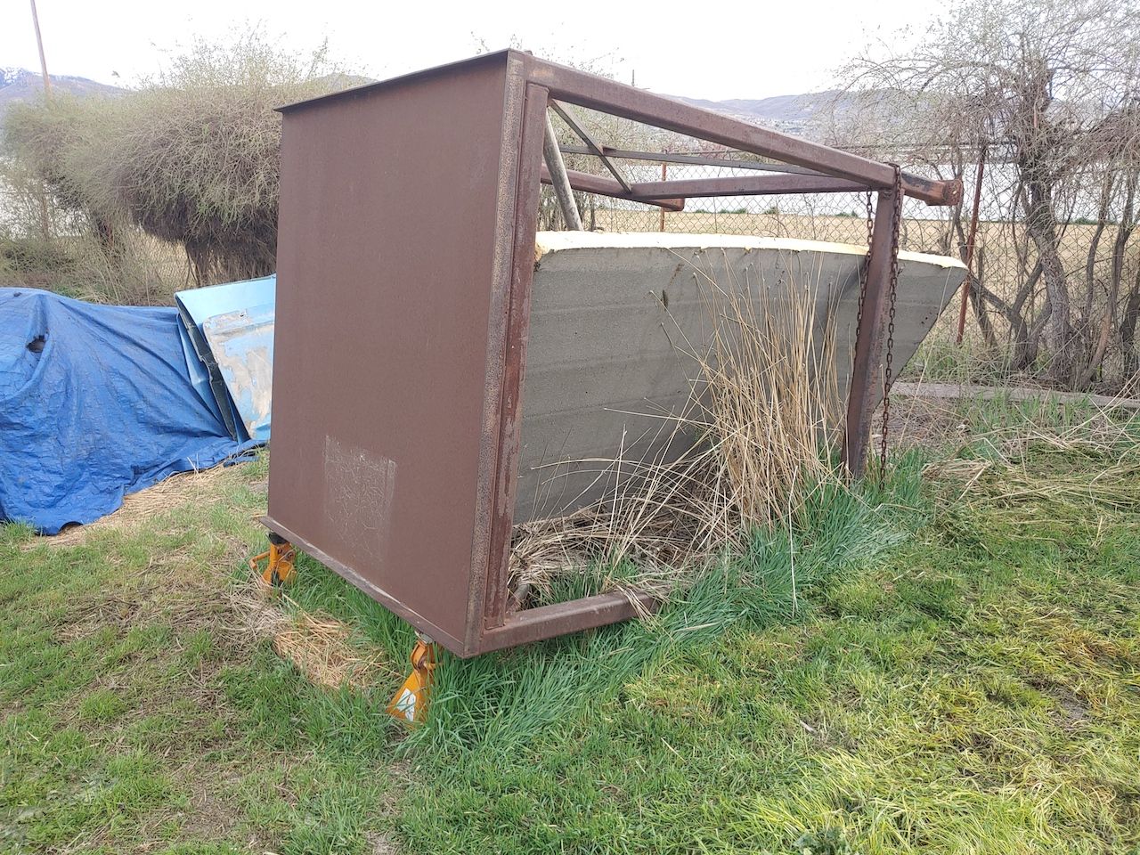 Heavy Duty Industrial Steel Table 85.5” tall. 62” wide, 60” deep with a 2” lip on three sides.
