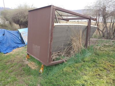 Heavy Duty Industrial Steel Table 85.5” tall. 62” wide, 60” deep with a 2” lip on three sides.