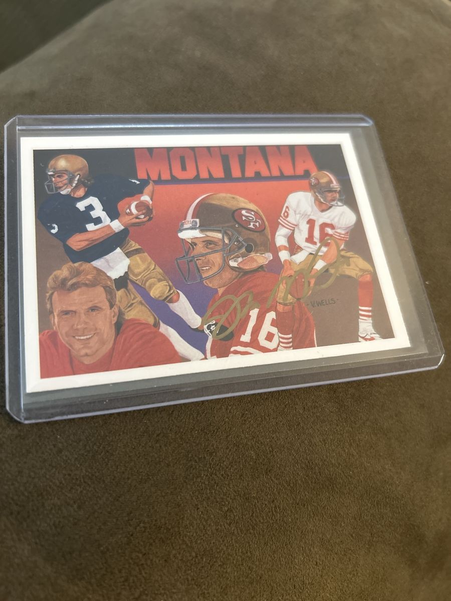 1991 Upper Deck Football Heroes 9/9 Auto Joe Montana San Francisco 49ers Vintage Trading Card with Gold Hand Signed Autograph