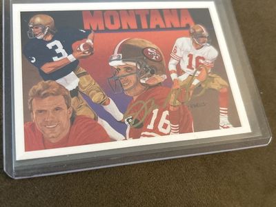 1991 Upper Deck Football Heroes 9/9 Auto Joe Montana San Francisco 49ers Vintage Trading Card with Gold Hand Signed Autograph